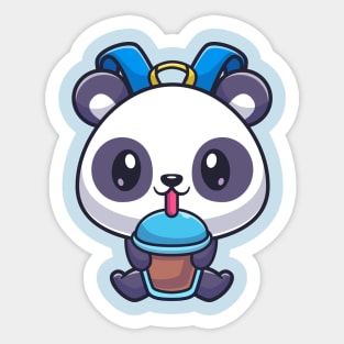 Cute Panda Bag Drink Boba Milk Tea Cartoon Sticker